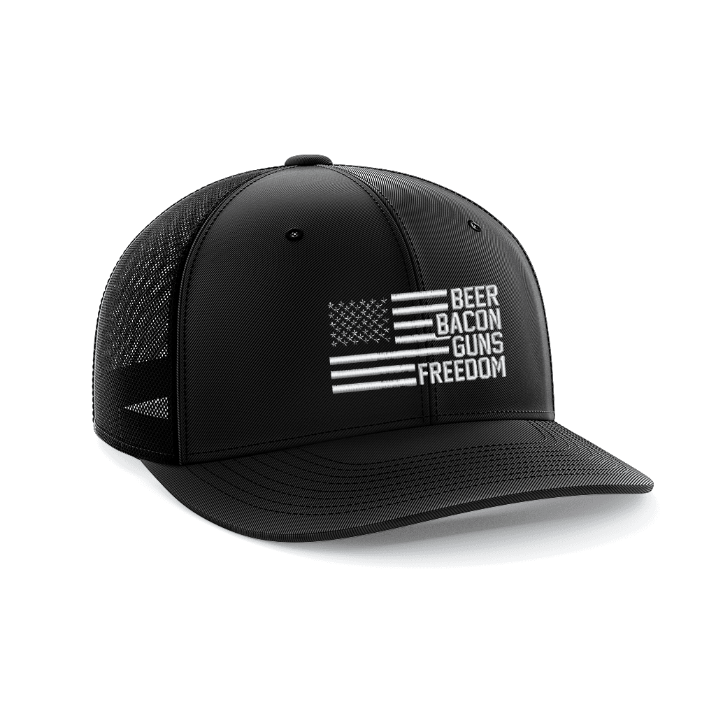 Thumbnail for Beer, Gun's, Bacon Embroidered Trucker Hat - Greater Half
