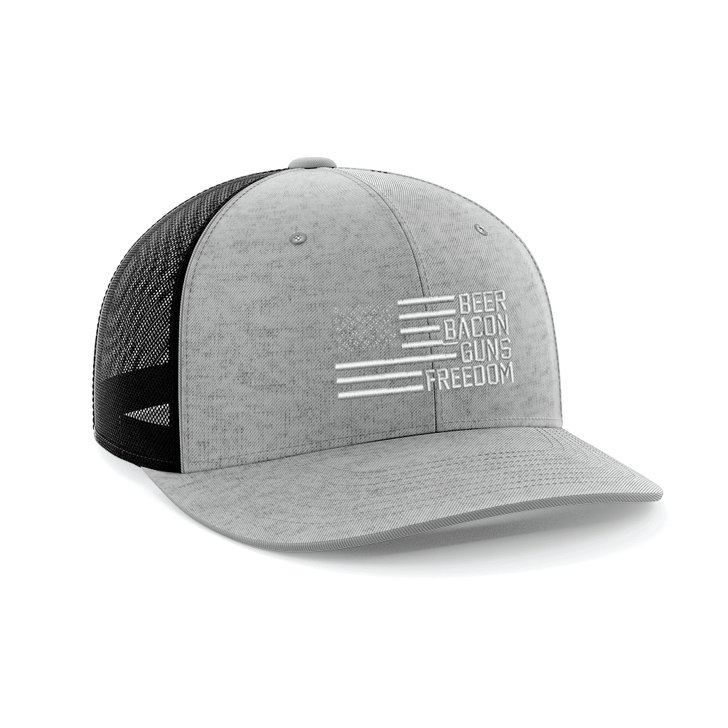 Thumbnail for Beer, Gun's, Bacon Embroidered Trucker Hat - Greater Half
