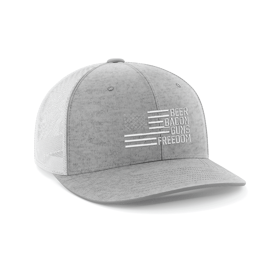 Thumbnail for Beer, Gun's, Bacon Embroidered Trucker Hat - Greater Half