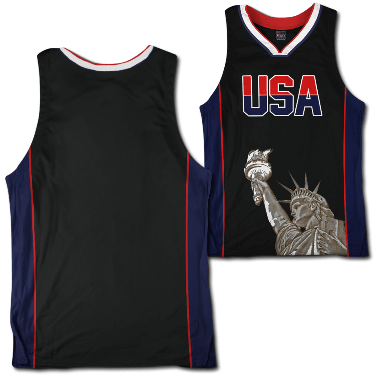 Thumbnail for Custom Black USA Basketball Jersey - Greater Half