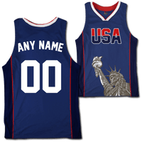 Thumbnail for Custom Blue USA Basketball Jersey - Greater Half