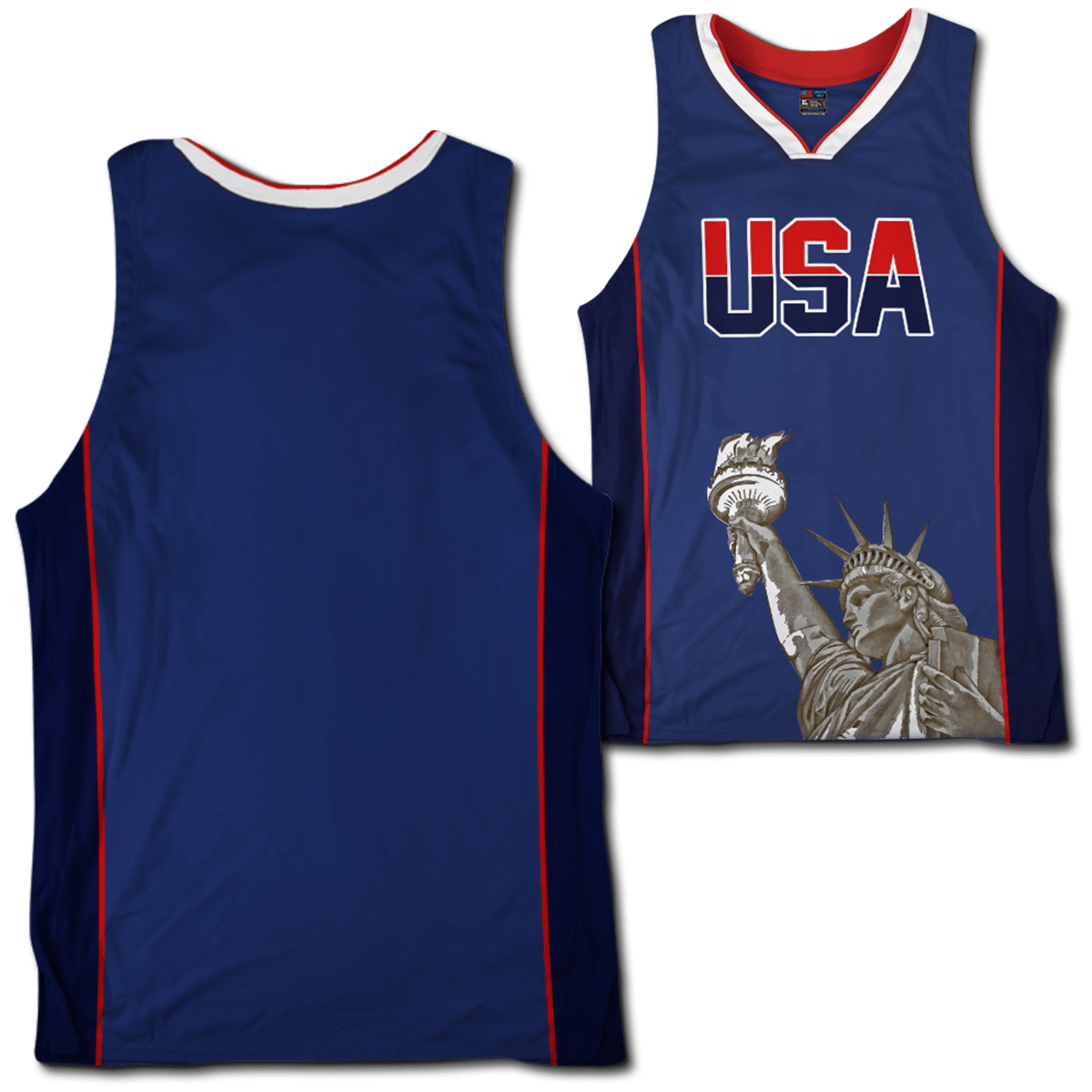 Custom Blue USA Basketball Jersey - Greater Half