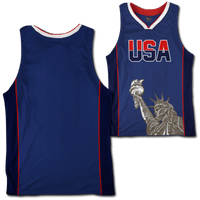 Thumbnail for Custom Blue USA Basketball Jersey - Greater Half