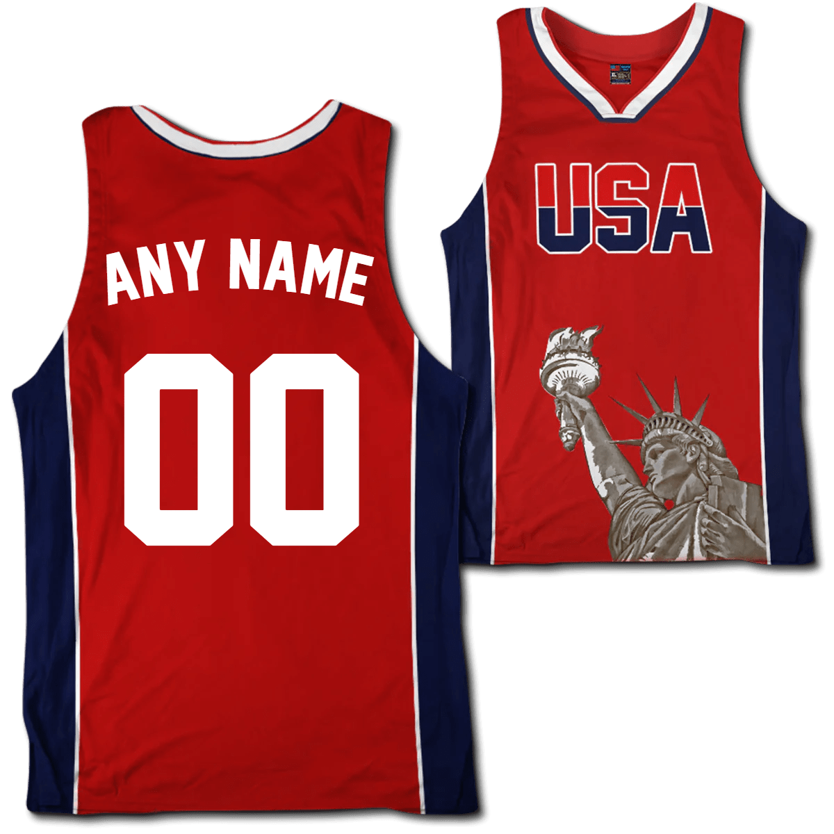 Custom Red USA Basketball Jersey - Greater Half
