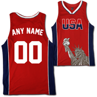 Thumbnail for Custom Red USA Basketball Jersey - Greater Half