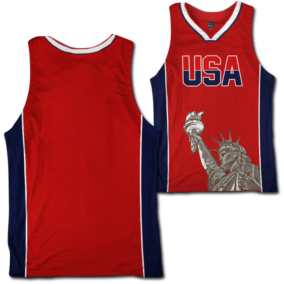 Thumbnail for Custom Red USA Basketball Jersey - Greater Half