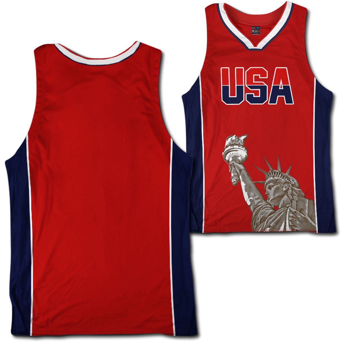 Custom Red USA Basketball Jersey - Greater Half