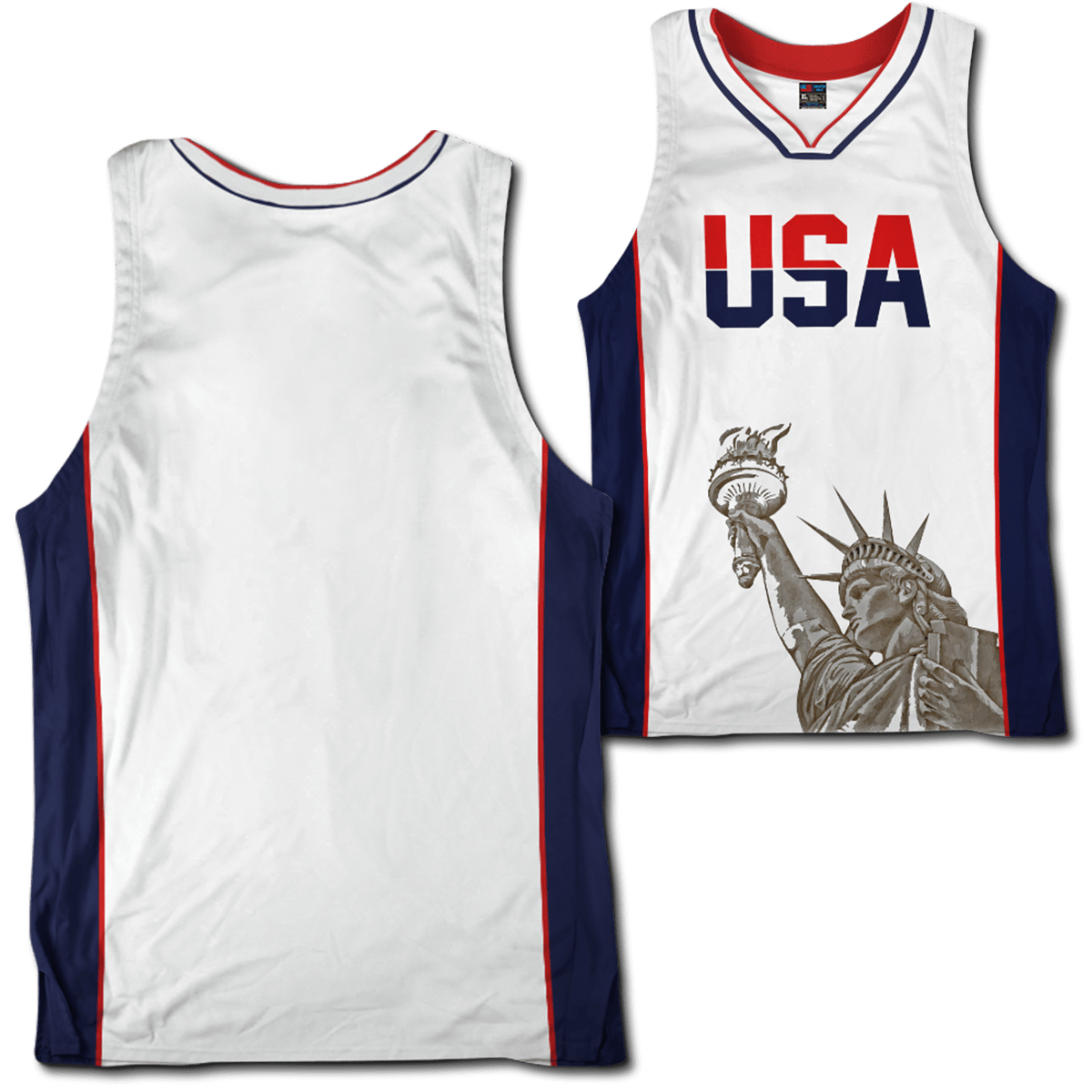 Thumbnail for Custom White USA Basketball Jersey - Greater Half