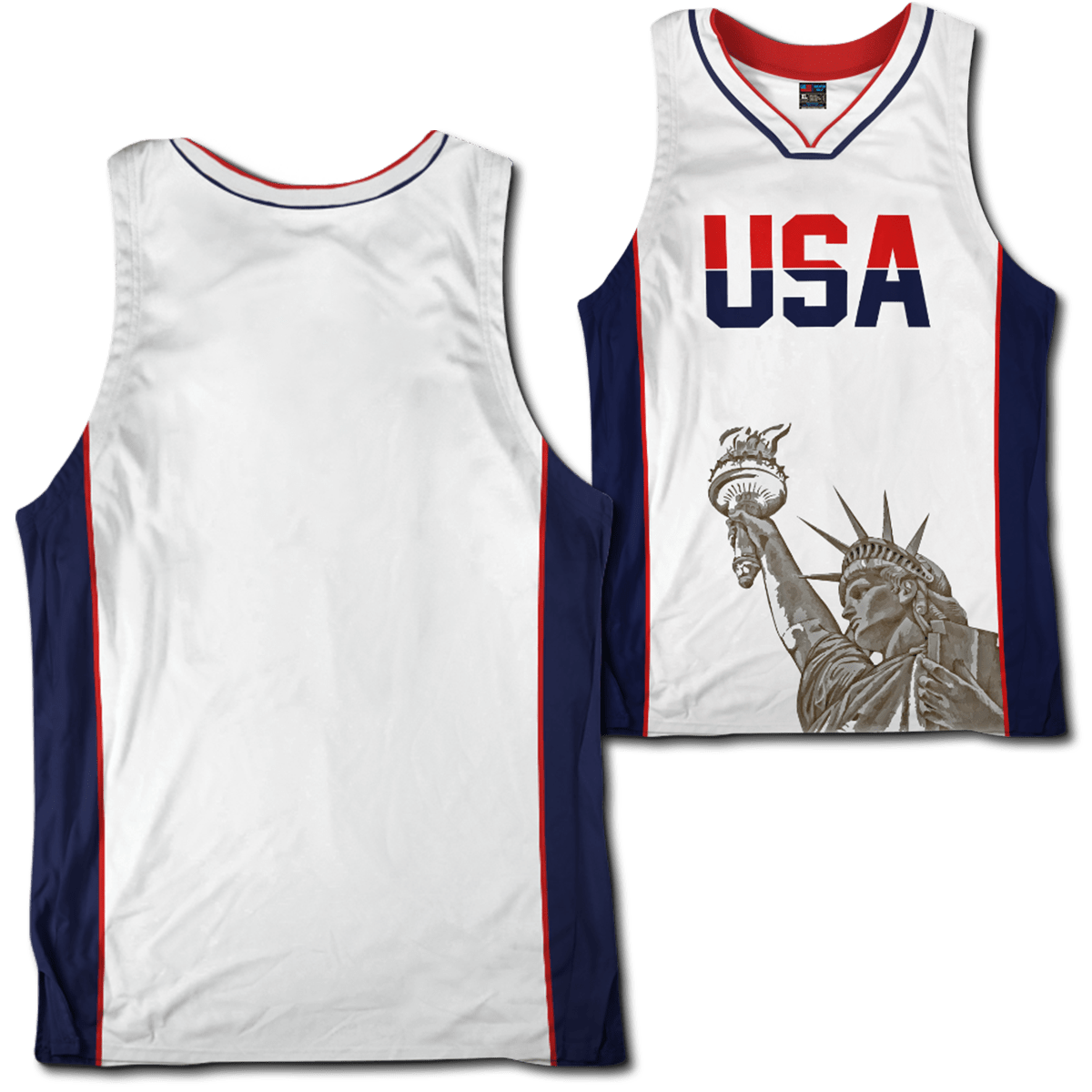 Custom White USA Basketball Jersey - Greater Half