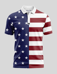 Thumbnail for American Flag Polo Golf Polo Greater Half