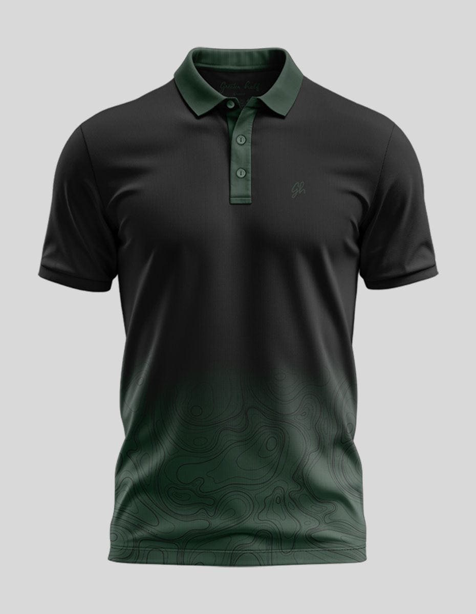 Gradient Topo Golf Polo Greater Half S Forest Green