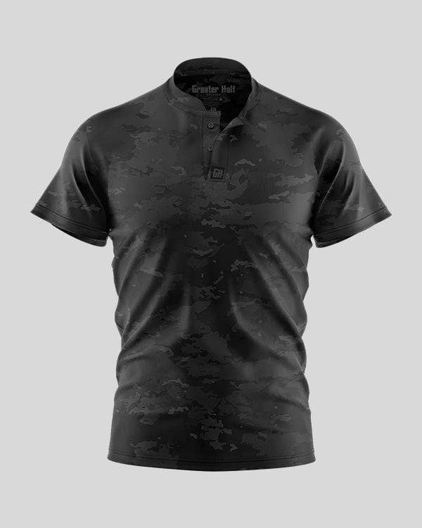 Blue Camo Henley Polo Henley Polo Greater Half S Black