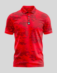 Thumbnail for Grey Camo Polo Golf Polo Greater Half S Red