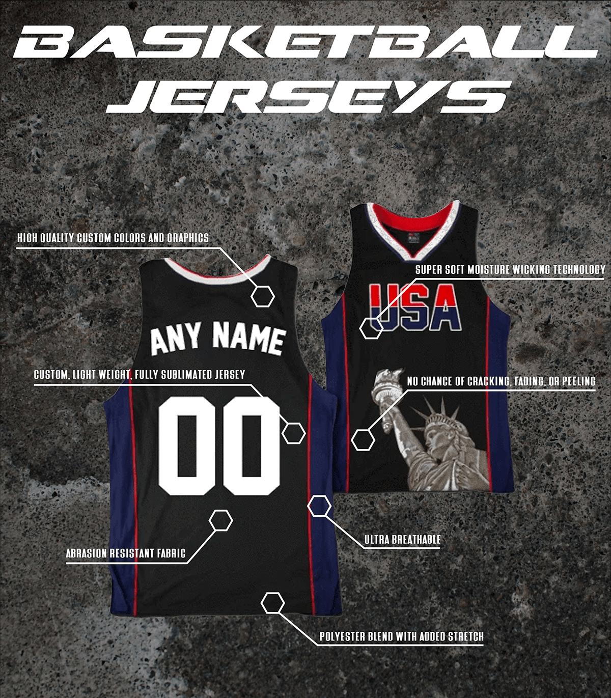 Custom USA Galaxy Basketball Jersey, S - Greater Half