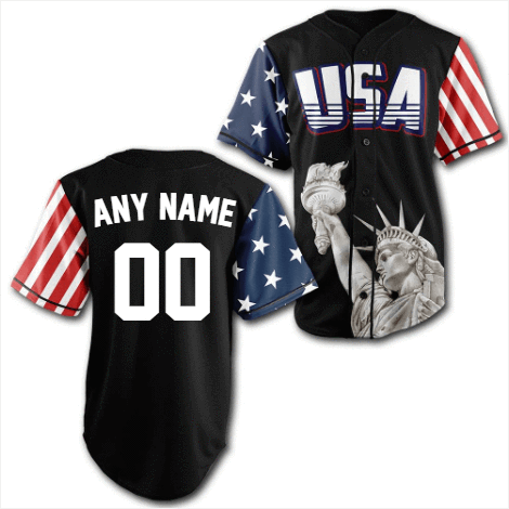 Custom Black USA Baseball Jersey