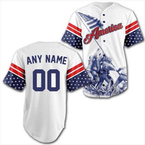 Custom Team America Baseball Jersey, L - Greater Half