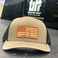 Thumbnail for Don't Tread On Me/American Flag Leather Patch Hat - Greater Half