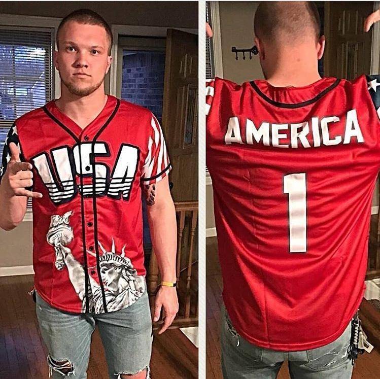 Thumbnail for Red America #1 Baseball Jersey - Greater Half