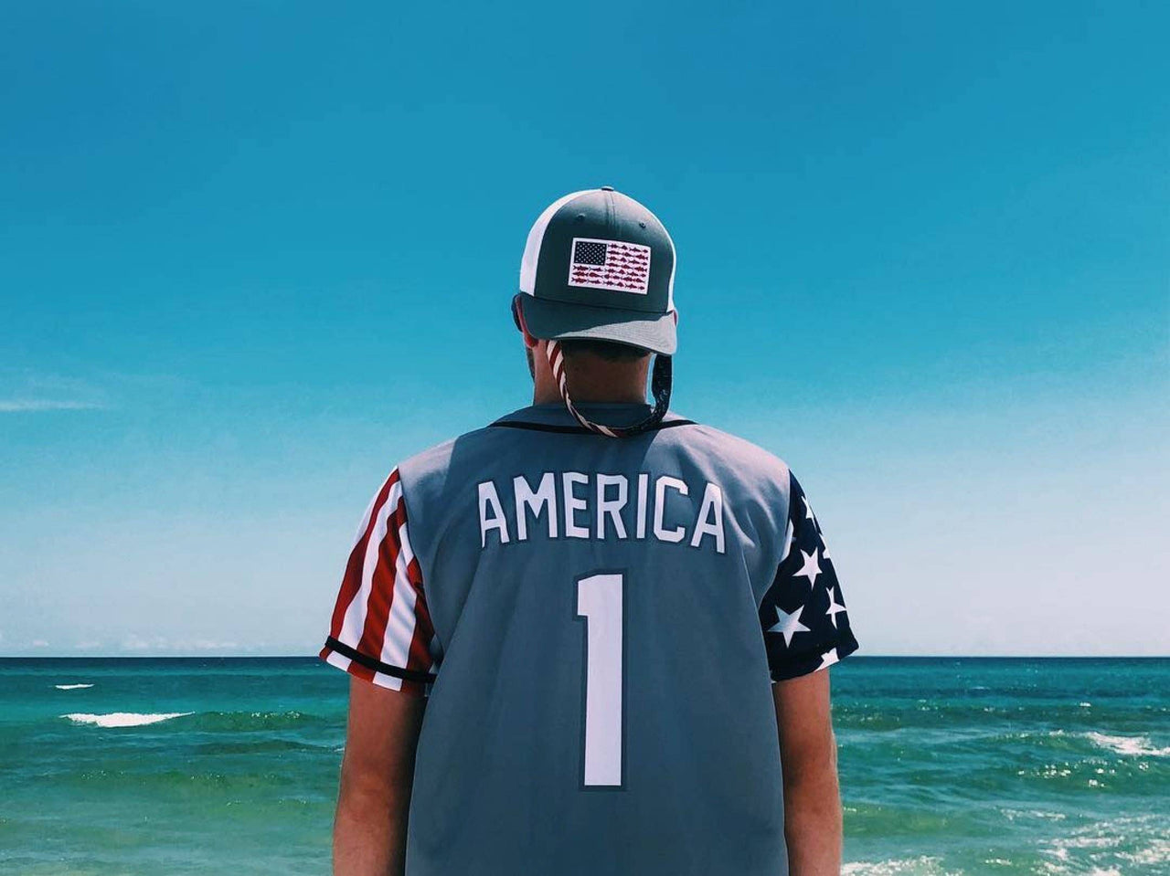Grey America #1 Baseball Jersey - Greater Half