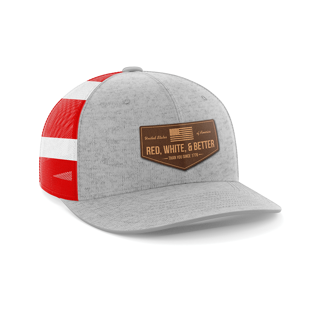 Thumbnail for Red, White, and Better Than You Leather Patch Hat - Greater Half