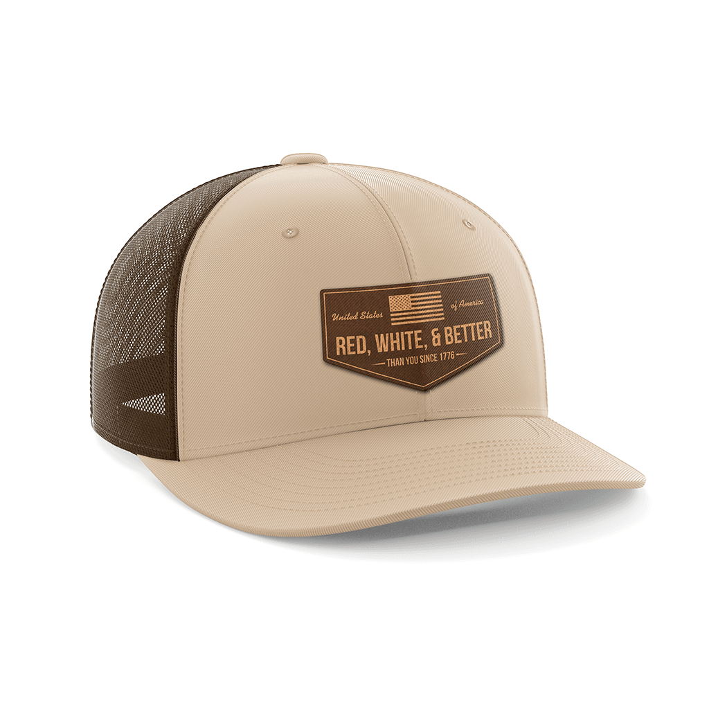 Thumbnail for Red, White, and Better Than You Leather Patch Hat - Greater Half