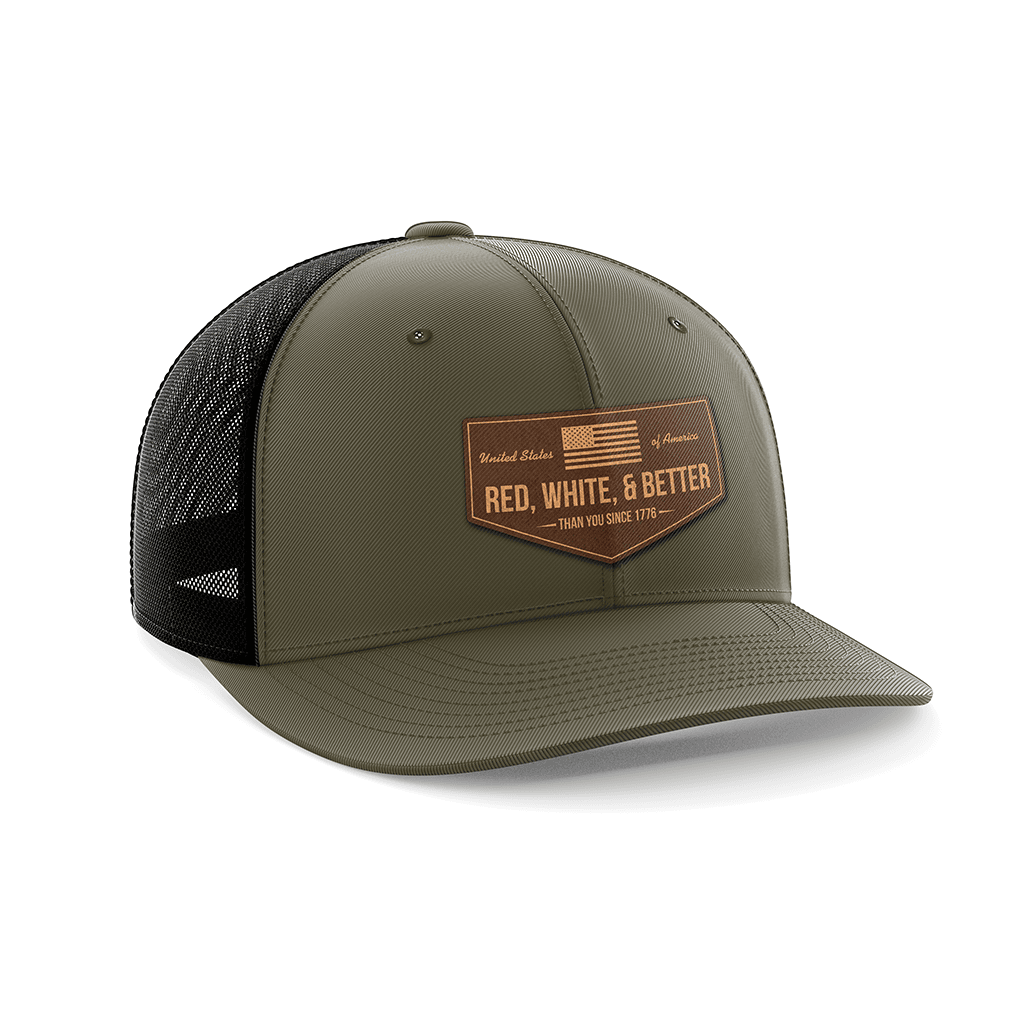 Thumbnail for Red, White, and Better Than You Leather Patch Hat - Greater Half