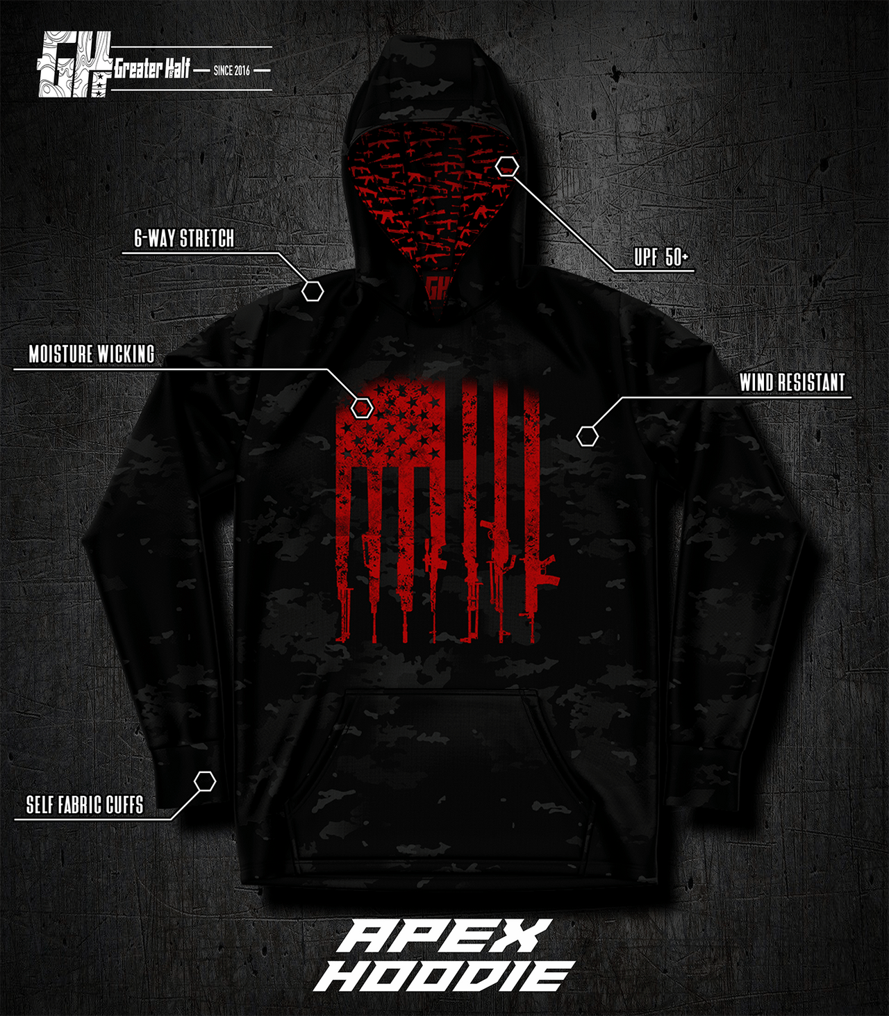 Gunflag (Legion Camo)  - Apex Hoodie - Greater Half