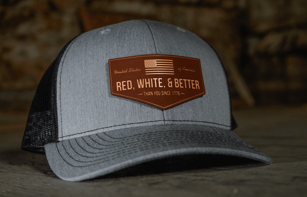 Thumbnail for Red, White, and Better Than You Leather Patch Hat - Greater Half