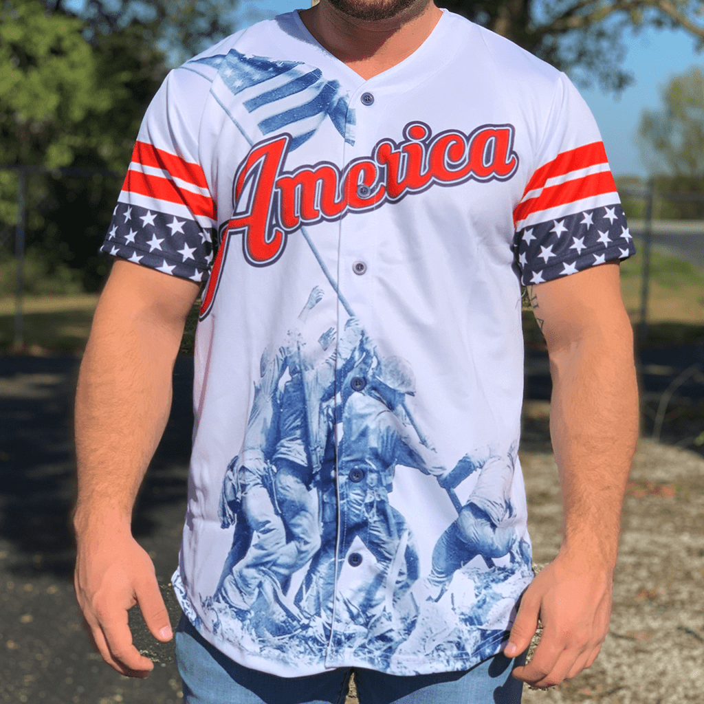 Patriotic America Baseball Jersey Red L Greater Half