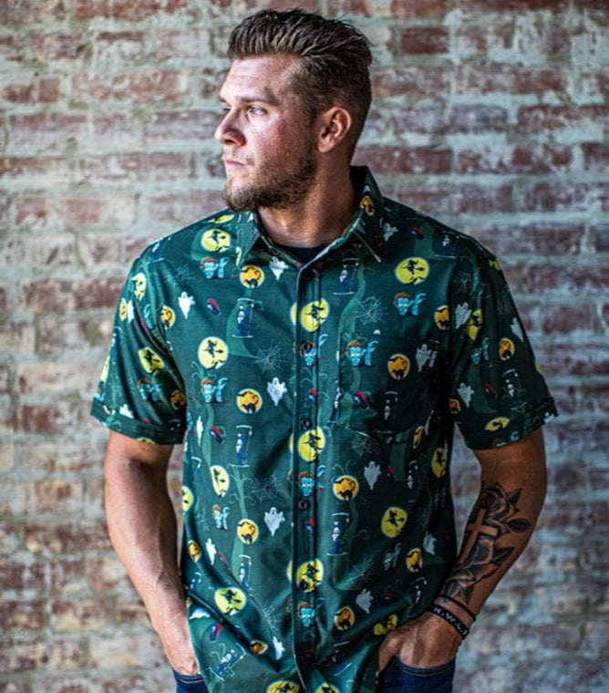 Halloween Green Button Down - Greater Half