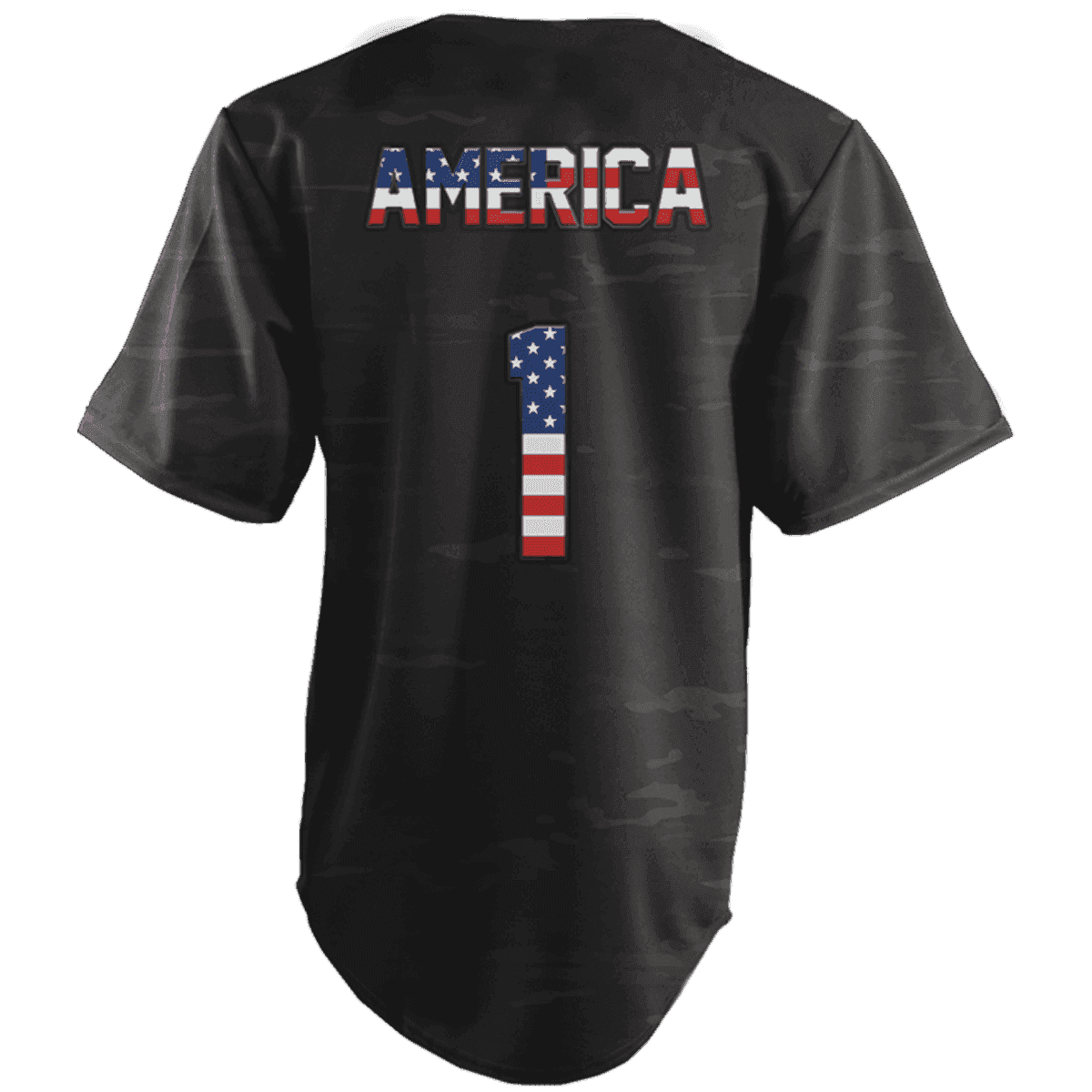 Thumbnail for America #1 Black Camo Baseball Jersey - Greater Half
