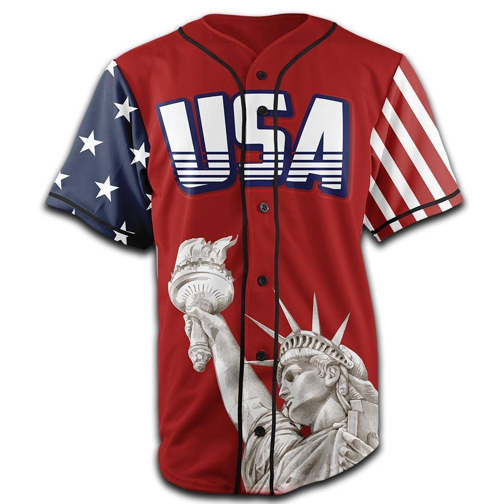 Thumbnail for Red America #1 Baseball Jersey - Greater Half